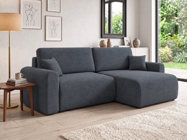 Razvlačiva obostrana sjedeća garnitura u obliku slova L NORDEN PAROS 250x140 cm, tamno siva