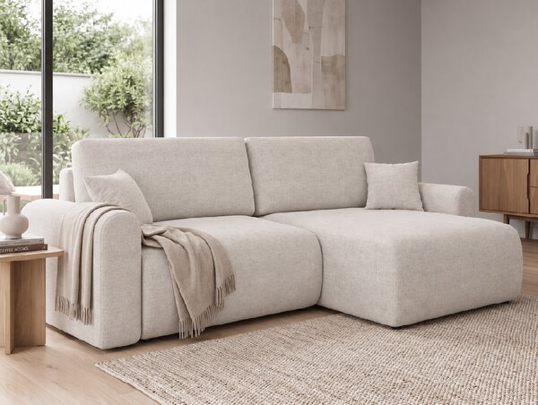 Razvlačna dvostrana kutna garnitura u L NORDEN PAROS 250x140 cm, krem