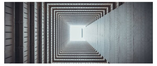 Slika - Pogled iz unutrašnjosti zgrade (120x50 cm)