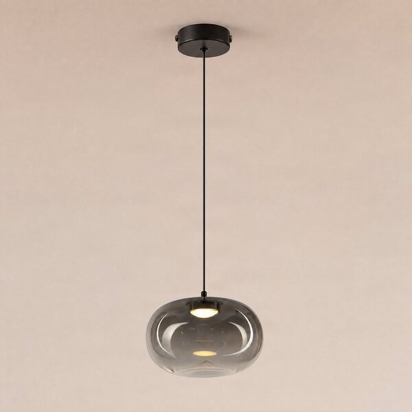Milagro Lighting Vaso LED viseća lampa, dimno siva, Ø 18 cm, staklo, Sivo, Dnevni boravak/blagovaonica, Staklo