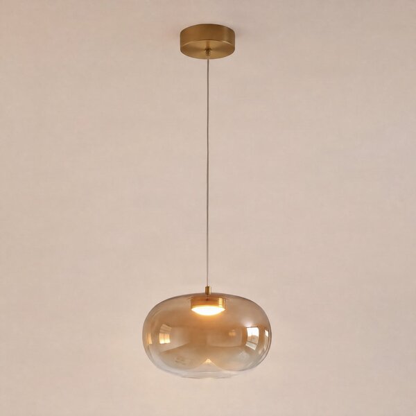 Milagro Lighting Vaso LED viseća lampa, jantar, Ø 18 cm, staklo, Bež, Dnevni boravak/blagovaonica, Staklo