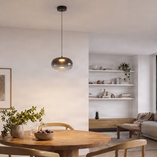 Milagro Lighting Vaso LED viseća lampa, dimno siva, Ø 18 cm, staklo, Sivo, Dnevni boravak/blagovaonica, Staklo