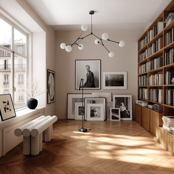 Podne Lampa 101 COPENHAGEN, prigušiv, Crno, Dnevna soba, Aluminij, Dizajn