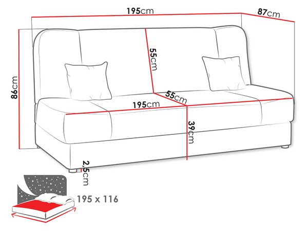 Zondo.hr Sofa na razvlačenje Maria (terakota). 1070459