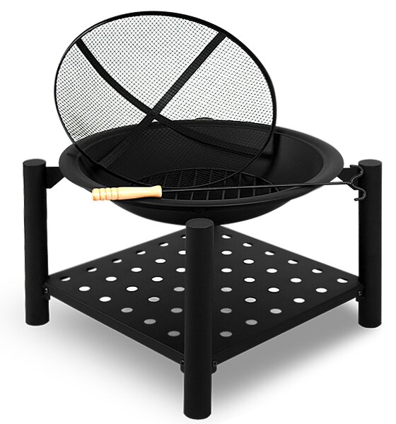Ognjište sa spremištem za drva FIRE, Ø55 cm, crno Gardebruk
