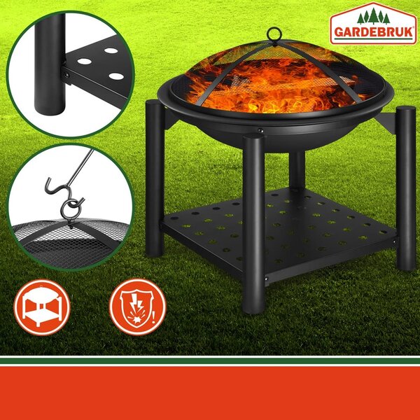 Ognjište sa spremištem za drva FIRE, Ø55 cm, crno Gardebruk