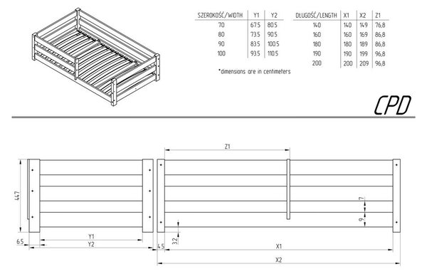 Dječji krevet od masivnog bora s prostorom za pohranu 80x160 cm u prirodnoj boji Mila CPD – Adeko