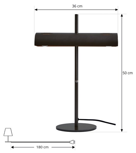 Stolne Lampa Lucande, Nysira, Crno, Dnevna soba, Metal, Moderan