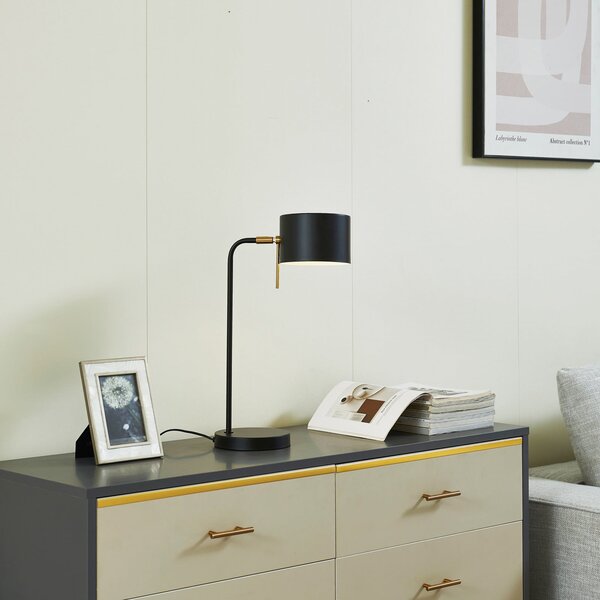 Stolne Lampa Lindby, Kaida, Crno, Dnevna soba, Metal, Moderan