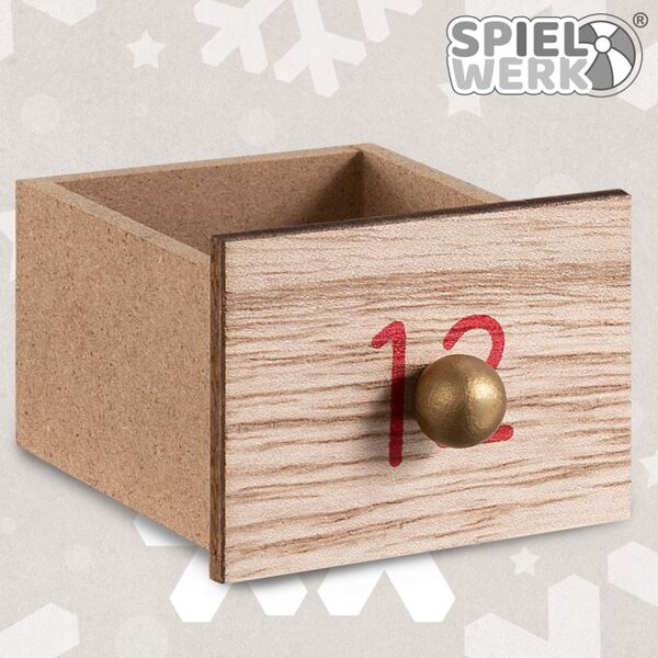 Drveni adventski kalendar SANTA CLAUS s rasvjetom, 35x6x27 cm, bijela/smeđa Spielwerk