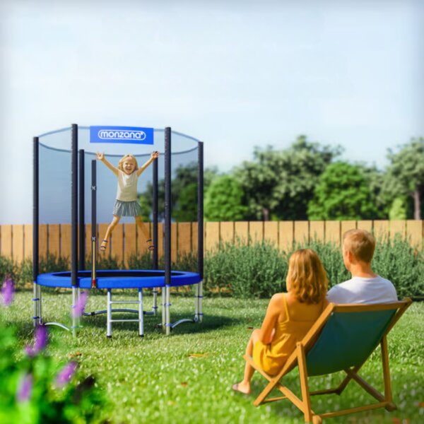 Trampolin s sigurnosnom mrežom JUMP, Ø183 cm, crno/plava Monzana