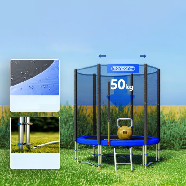 Trampolin s sigurnosnom mrežom JUMP, Ø183 cm, crno/plava Monzana