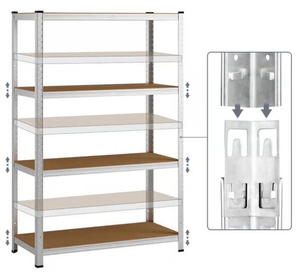 Regal s visokom nosivošću HEAVY, max. 700 kg, 90x40x160cm, srebrna Monzana