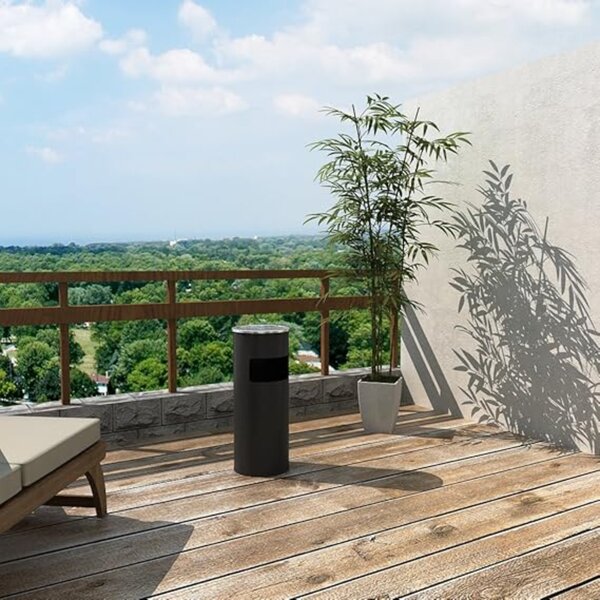 Stojeća pepeljara s košem za otpad SMOKE, 60,5x24,5 cm, crna SongmicsHome