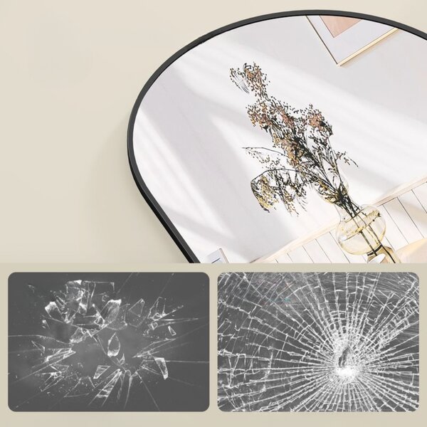 Zaobljeno ogledalo UMBRA, 160x50 cm, crna SongmicsHome