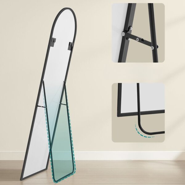 Zaobljeno ogledalo UMBRA, 160x50 cm, crna SongmicsHome