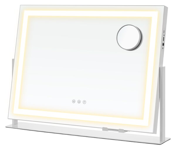 Kozmetičko ogledalo DAHLIA s LED osvjetljenjem, 10x62,5x45,8 cm, bijelo SongmicsHome