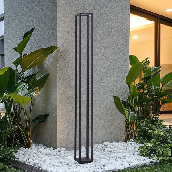 Lucande LED vanjska svjetiljka Thorvid, visina 180 cm, crna, Crno, Aluminij