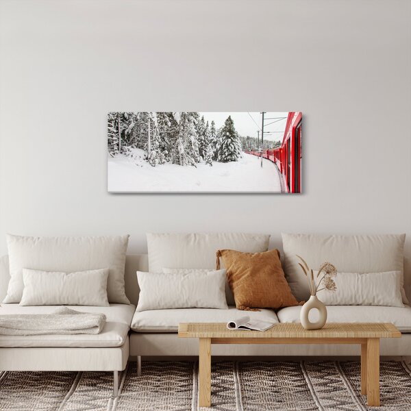 Slika - Vlak u snježnom krajoliku (120x50 cm)