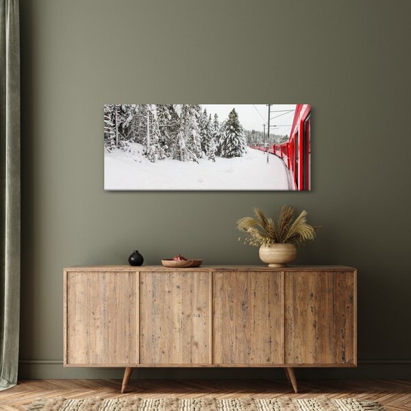 Slika - Vlak u snježnom krajoliku (120x50 cm)