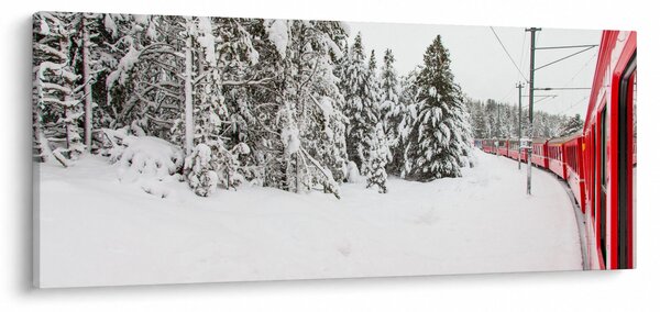 Slika - Vlak u snježnom krajoliku (120x50 cm)