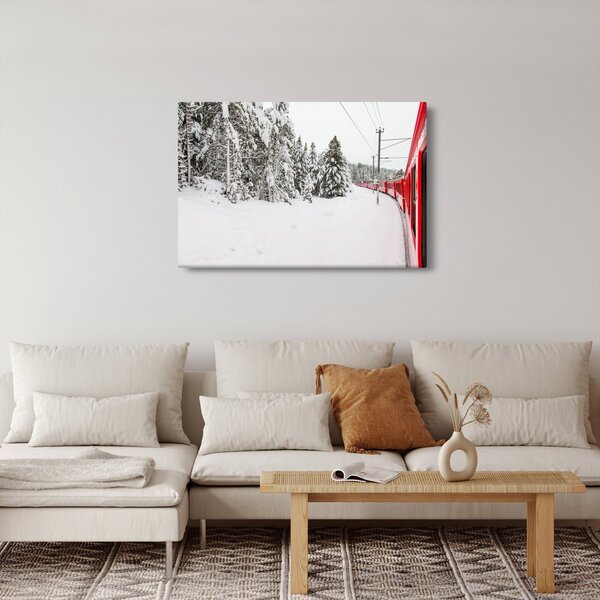Slika - Vlak u snježnom krajoliku (90x60 cm)
