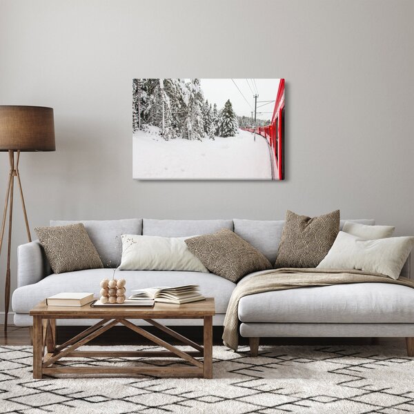 Slika - Vlak u snježnom krajoliku (90x60 cm)