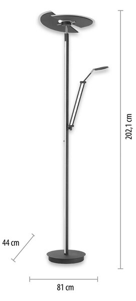 Podne Lampa PURE, PURE Mutil, prigušiv, Crno, Dnevna soba, Metal, Moderan