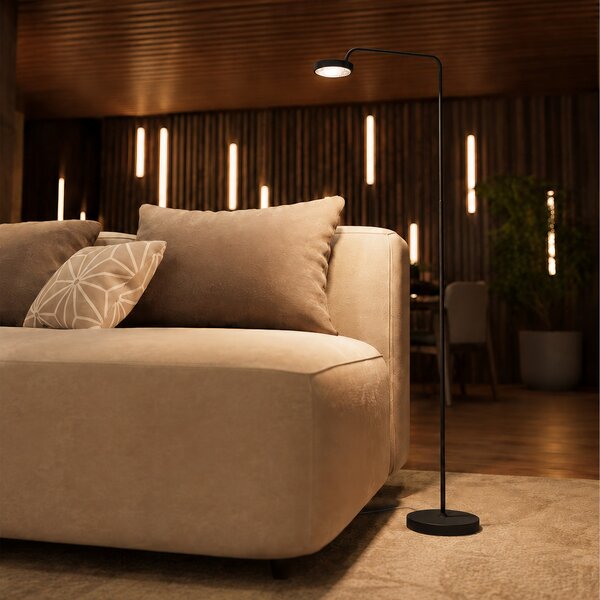 Podne Lampa Sigor, Nivo, prigušiv, Crno, Dnevna soba, Aluminij, Moderan