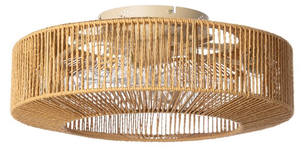 Stropni ventilator Raveni s rasvjetom, konopac od konoplje, Ø 50 cm - Lucande Lucande, Raveni, Smeđa / hrđa, Dnevna soba, Moderan