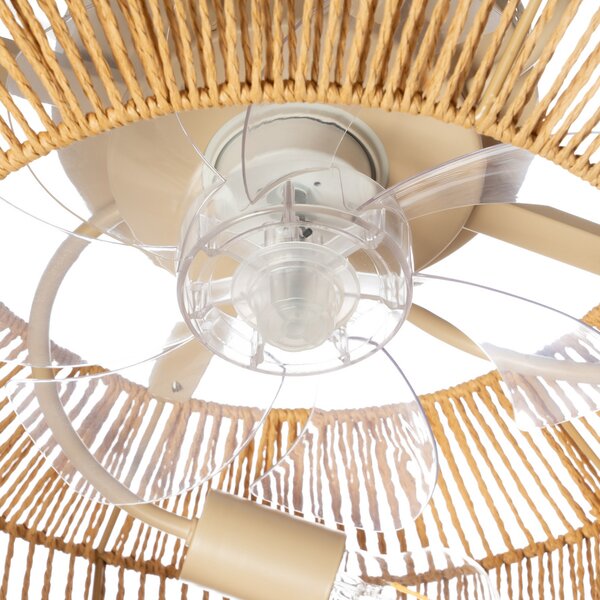 Stropni ventilator Raveni s rasvjetom, konopac od konoplje, Ø 50 cm - Lucande Lucande, Raveni, Smeđa / hrđa, Dnevna soba, Moderan