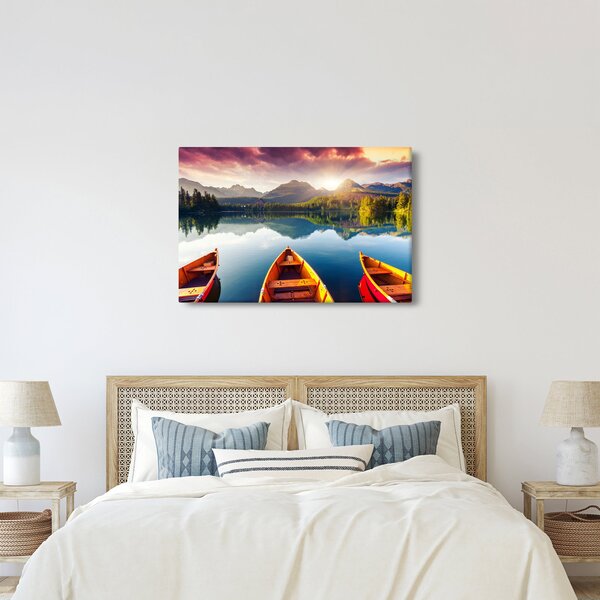 Slika - Jezero sa čamcima (90x60 cm)
