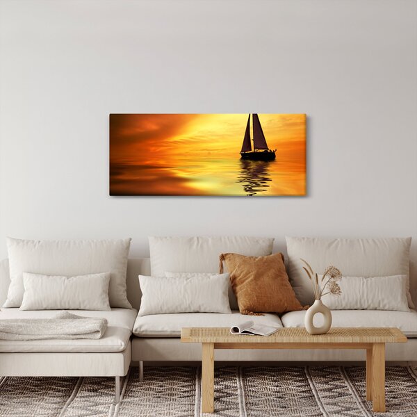 Slika - Jedrilica u zalasku sunca (120x50 cm)