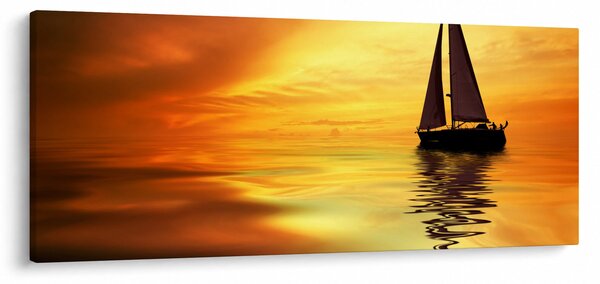 Slika - Jedrilica u zalasku sunca (120x50 cm)