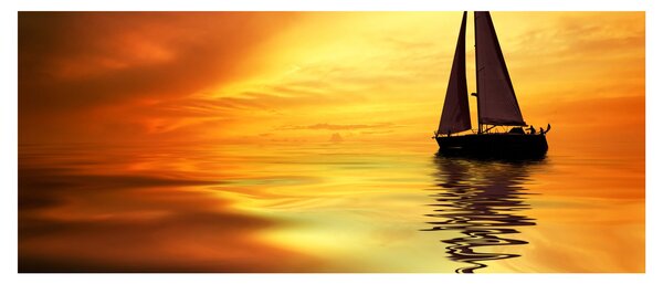 Slika - Jedrilica u zalasku sunca (120x50 cm)