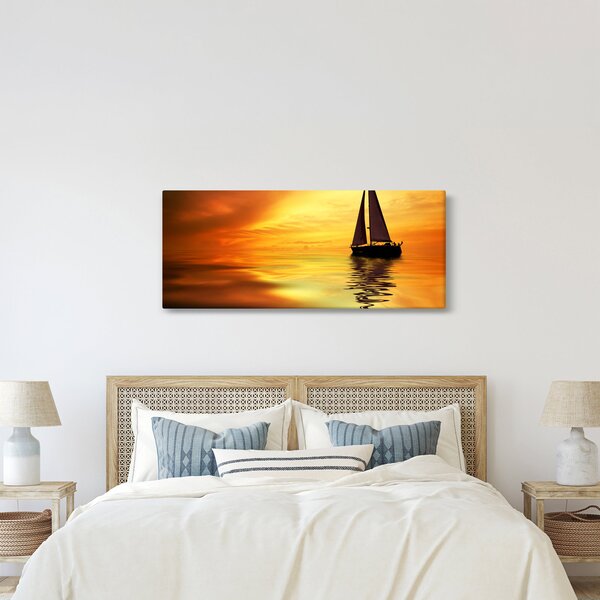 Slika - Jedrilica u zalasku sunca (120x50 cm)