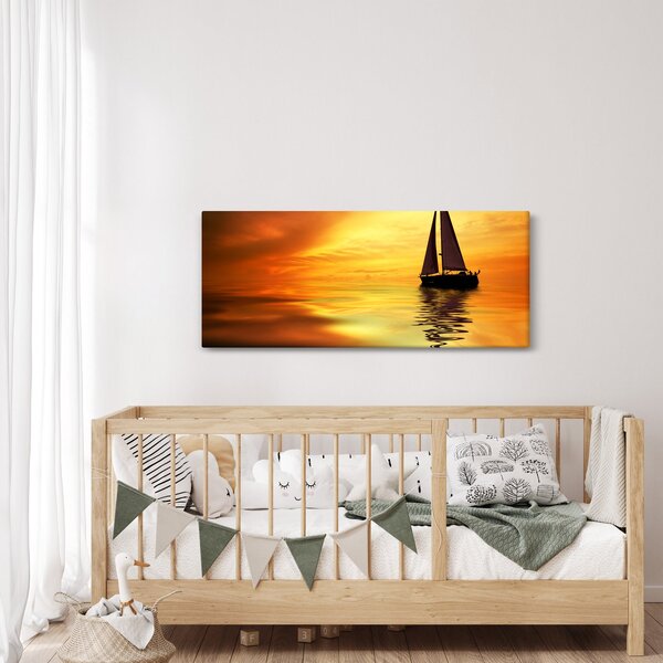 Slika - Jedrilica u zalasku sunca (120x50 cm)