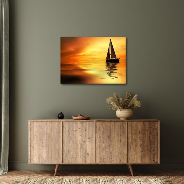 Slika - Jedrilica u zalasku sunca (70x50 cm)