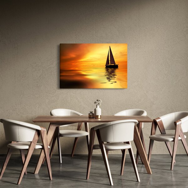 Slika - Jedrilica u zalasku sunca (90x60 cm)