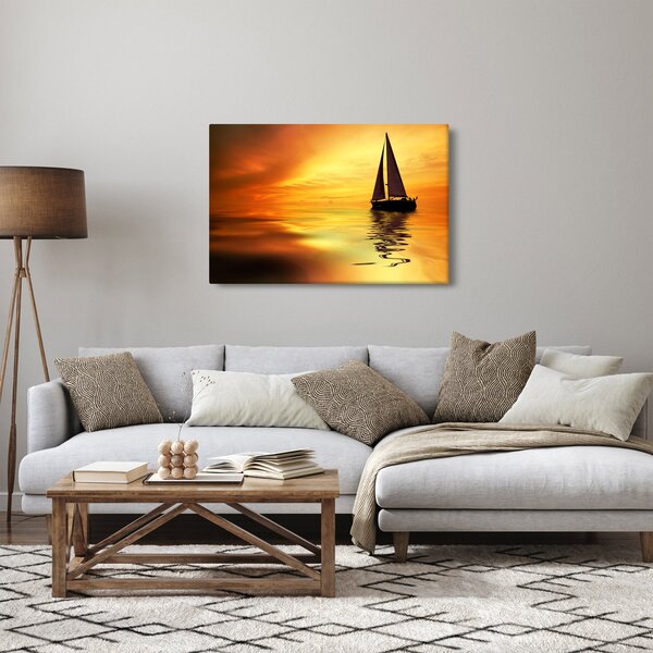 Slika - Jedrilica u zalasku sunca (90x60 cm)