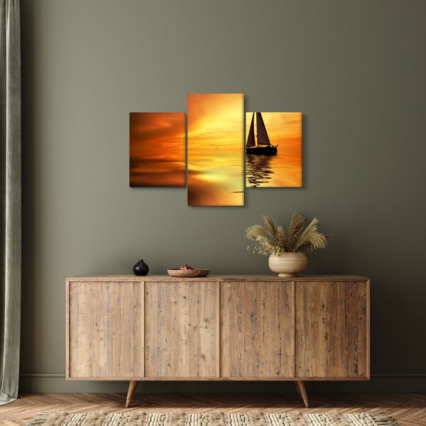 Slika - Jedrilica u zalasku sunca (90x60 cm)