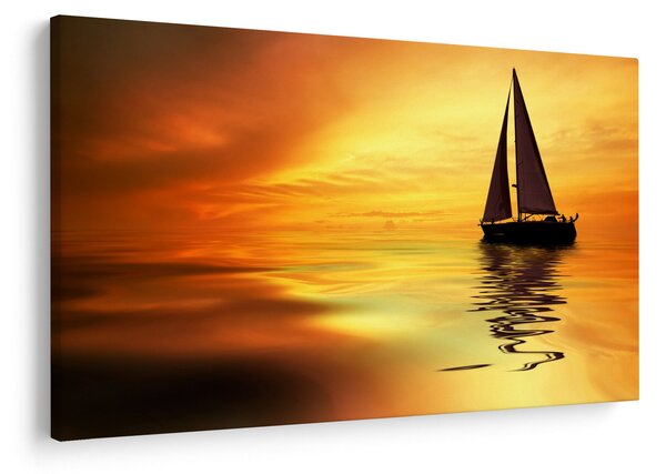 Slika - Jedrilica u zalasku sunca (90x60 cm)