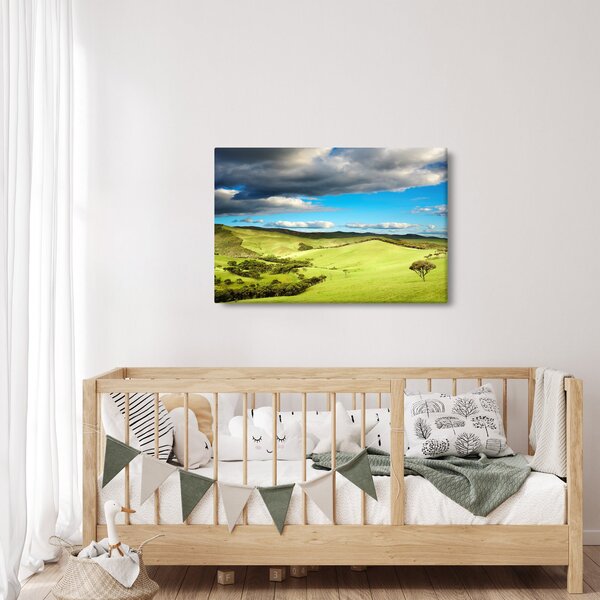 Slika - Zeleni krajolik s brdima (90x60 cm)