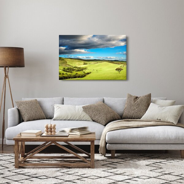Slika - Zeleni krajolik s brdima (90x60 cm)
