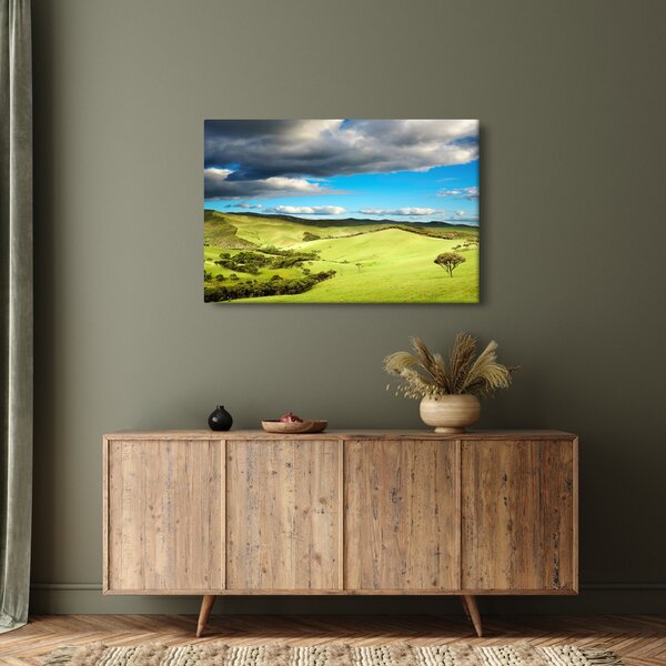Slika - Zeleni krajolik s brdima (90x60 cm)