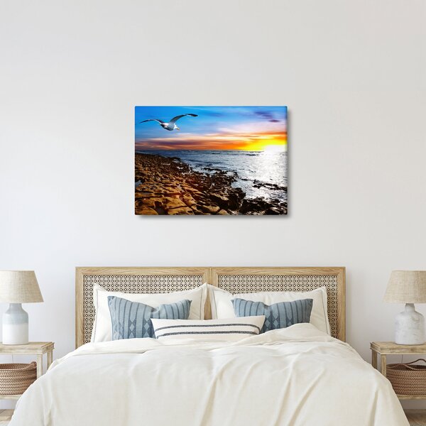 Slika - Galeb leti iznad obale (70x50 cm)