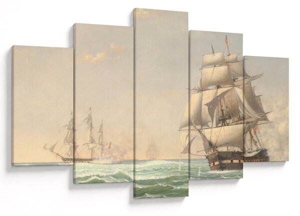 Slika - Fitz Henry Lane, The United States Frigate President Engaging the British Squadron, reprodukcije (150x105 cm)