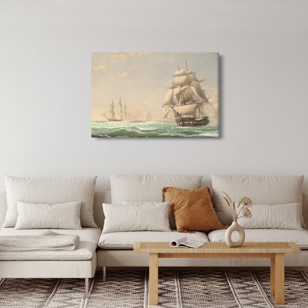 Slika - Fitz Henry Lane, The United States Frigate President Engaging the British Squadron, reprodukcije (90x60 cm)