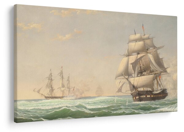 Slika - Fitz Henry Lane, The United States Frigate President Engaging the British Squadron, reprodukcije (90x60 cm)