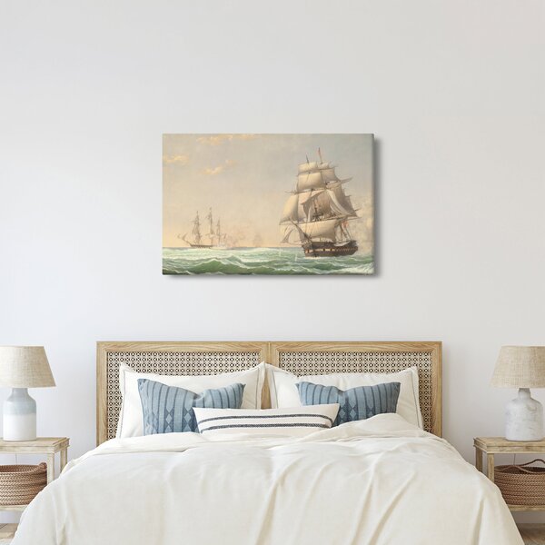Slika - Fitz Henry Lane, The United States Frigate President Engaging the British Squadron, reprodukcije (90x60 cm)
